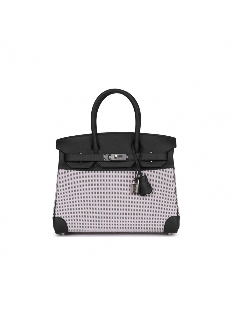 Сумка Hermes Quadrille Birkin 30 Blue Saphir Swift и Ecru Mauve Canvas Palladium Hardware